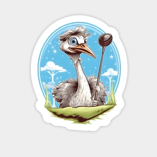 Ostrich on a green field Sticker